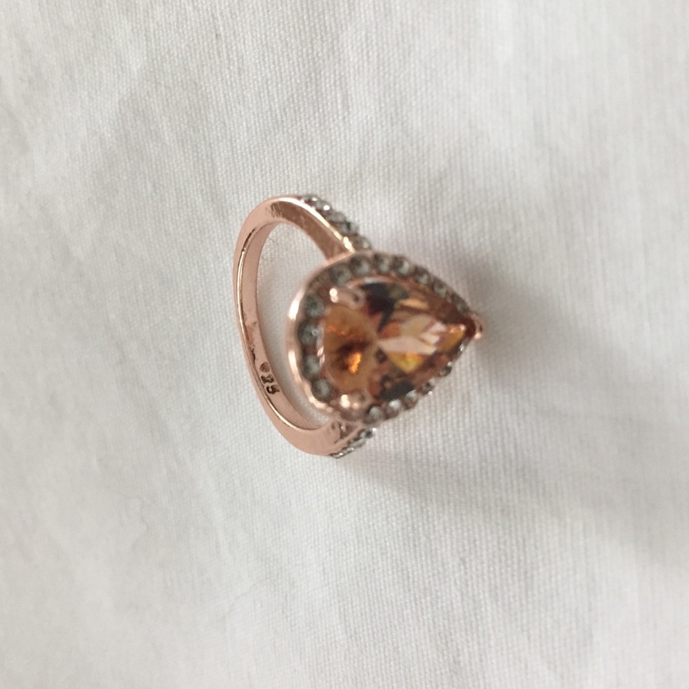 18K Rose Gold Filled Halo Morganite Ring - Picture 5 of 5
